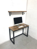Reclaimed rustic office desk with steel frame — view 4