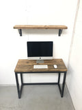 Reclaimed rustic office desk with steel frame — view 5